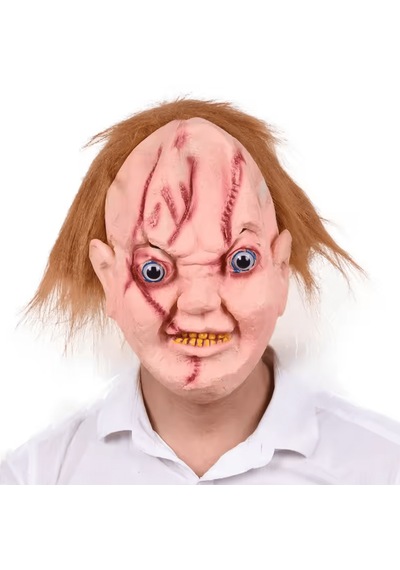 Çaki Maskesi Kahverengi Saçlı Lateks Et Chucky Çaki Maskesi 5264 "