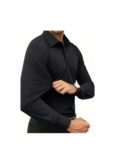 Erkek Slim Fitt Uzun Kol Likralı Gömlek 2392 Bgl-st04380 Siyah