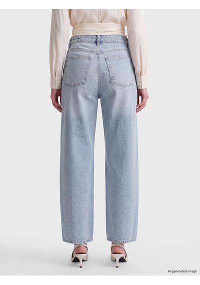 Lcw Jeans İndigo Balloon Fit Taşlı Kadın Jean Pantolon