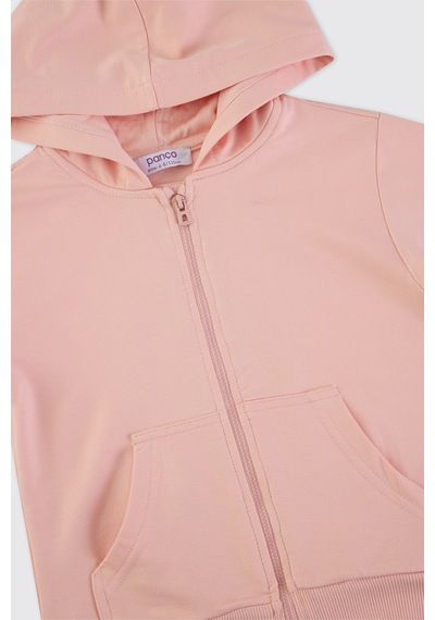 Panço Kız Çocuk Fermuarlı Sweatshirt Pudra