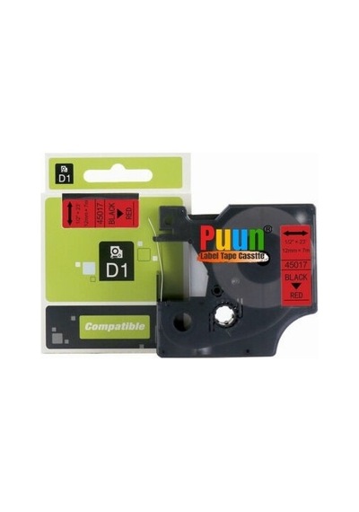 Dymo Labelmanager Serisi Elektronik Etiketleme Makinesi D1 45017 S0720570 12mm X 7 Mt. Uyumlu Kırmızı Etikete Siyah Yazı Şerit Etiket Kaseti