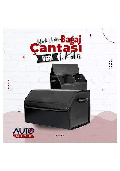 Mını Cooper Marka Logolu Oto Bagaj Organizer Çanta Oto Bagaj Çantası 2 Bölmeli Suni Deri Boyutlar : 48 Cm X 31 Cm X 29 Cm