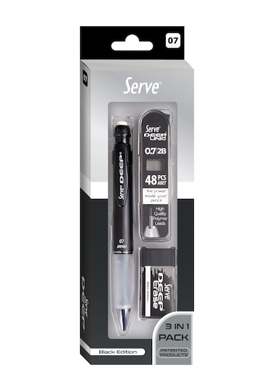 Serve Deep 3'lü Okul Seti - Metalik Siyah 07mm