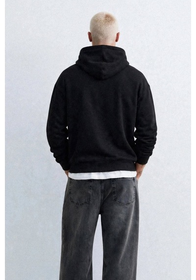 Barrels And Oıl Erkek Kapüşonlu Kanguru Cepli Sweatshirt - Siyah Siyah