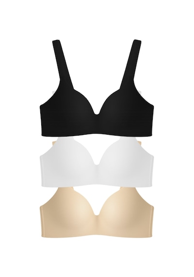 Cottonill Seamless Bra - Norea Micro Balensiz Dolgusuz Kadın Sütyen 3'lü Paket-2 Çok Renkli -