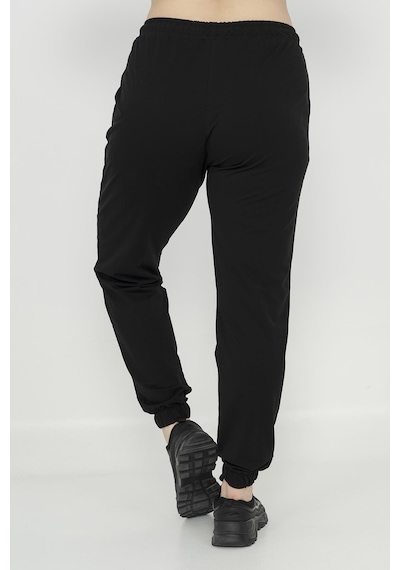 Maraton Sportswear Büyük Beden Kadın Lastik Paça Basic Siyah Eşofman Altı 21171-siyah Siyah