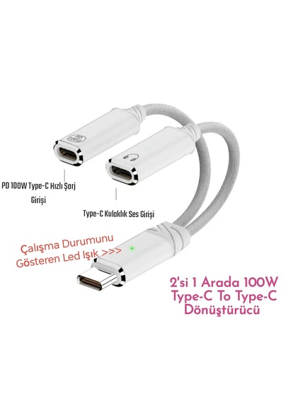 Wowssyo 2'si 1 Arada Type-c To Type-c+100w Şarj Ve Kulaklık Çevirici Adaptör Hi-fi Ses Teknolojisi Ce Lisanslı Sertifikalı Örgülü Sağlam Beyaz - Siyah Wowssyo 2'si 1 Arada Type-c To Type-c+100w Şarj Ve Kulaklık Çevirici Adaptör Hi-fi Ses Teknolojisi Ce Lisanslı Sertifikalı Örgülü Sağlam Beyaz - Siyah