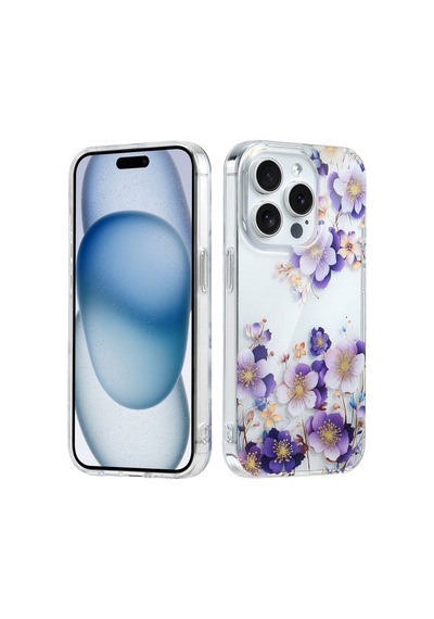 İphone 16 Plus Uyumlu Kılıf Solmayan Imd Baskı Desenli, Şeffaf Tpu+pc Botanik Kapak