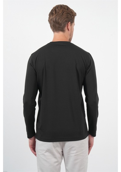 İmza Siyah Bisiklet Yaka Uzun Kol Örme Standart Fit Esnek Sweatshirt 1013260150