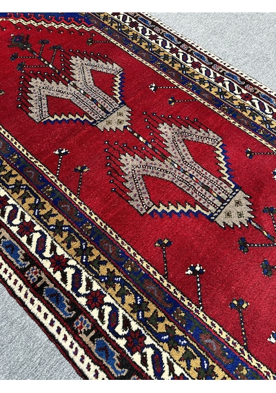 El Dokuma Taşpınar Halısı Seccade 108x210 Kök Boya Yün Namazlık Kırmızı