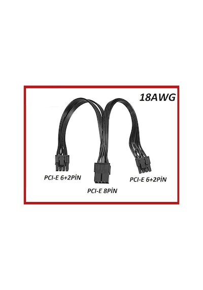 18AWG 8 Pin Kablo Ekran Kartı Power Çoklayıcı Kablo Pci-e Molex