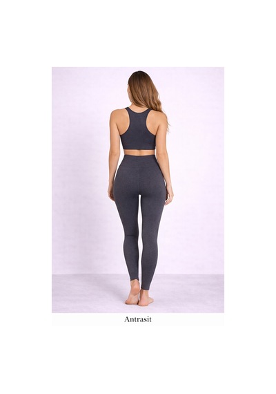 Pantofit Şardonlu Yüksek Bel Kadın Tayt Toparlayıcı Slim Fit Kışlık Ka Gri