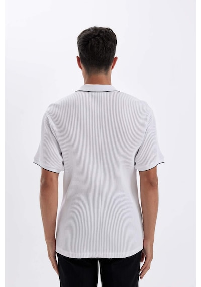 DeFacto Slim Fit Dar Kesim Kısa Kollu Fitilli Kaşkorse Yarım Fermuarlı Polo Tişört D3948AX24SMWT34 DeFacto Slim Fit Dar Kesim Kısa Kollu Fitilli Kaşkorse Yarım Fermuarlı Polo Tişört D3948AX24SMWT34