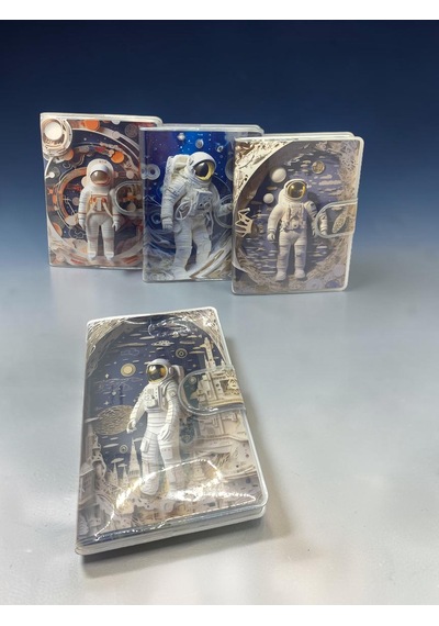 3d Görünümlü Astronot A7 Not Defteri , Çıt Çıtlı Cep Defteri - Sarı