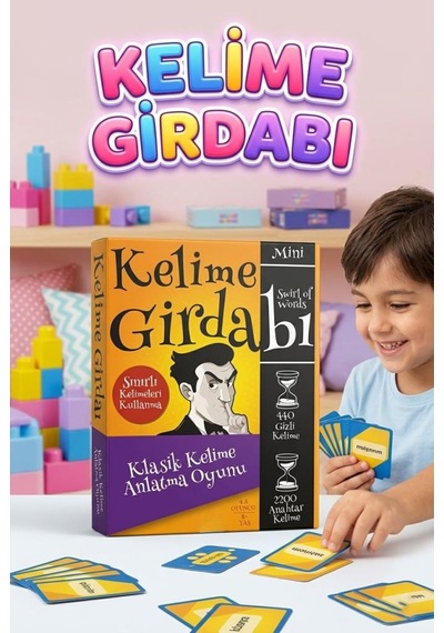 Mini Kelime Girdabı 440 Gizli Kelimeli 2200 Anahtar Kelimeli 4-8 Kişilik Eğlenceli Aile Kutu Oyunu