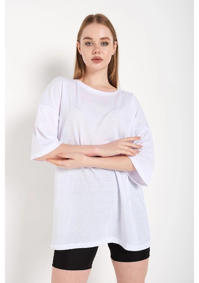 Startmore Kadın Beyaz Oversize T-shirt Beyaz