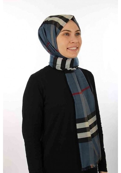 Burberry Şal Lacivert Kırmızı Lacivert Kırmızı