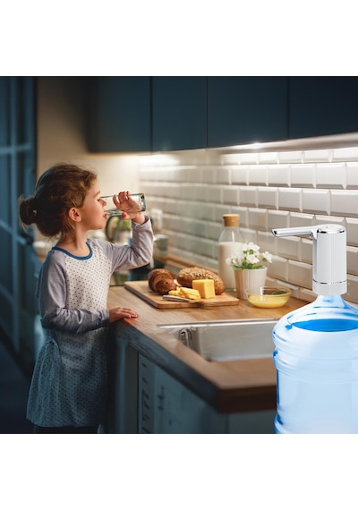 House Pratik Hp82 Şarjlı Otomatik Type-c Girişli Damacana Su Pompası Beyaz Beyaz