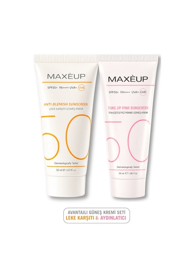 Maxeup Ton Eşitleyici Leke Karşıtı Yüksek Korumalı Güneş Seti SPF50+ 50 ML
