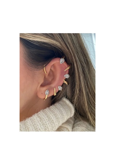 Lunarie Damla Zirkon Taşlı Dikenli Kulak Tırmığı Ear Cuff Küpe Altın