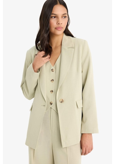 DeFacto Oversize Geniş Kalıp Keten Karışımlı Blazer Ceket Z2536AZ25SPKH176 Haki