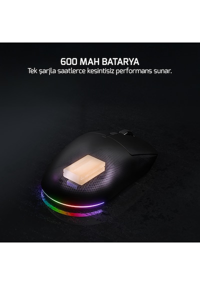 Kodex 24.000DPI Triple Mode (Kablolu/Bluetooth/2.4G) Siyah Gaming Mouse
