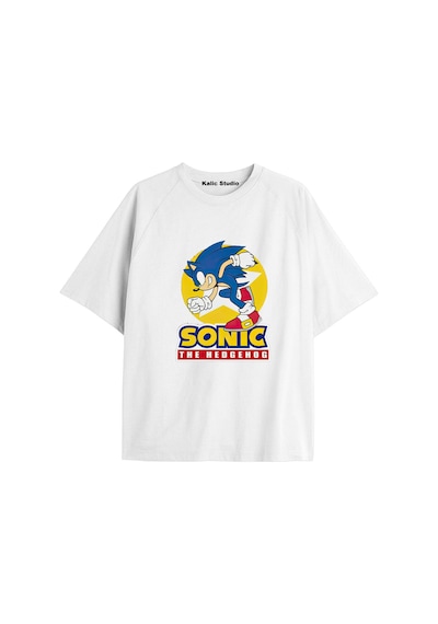 Kalic Studio Unisex Bay Sonic Desenli Beyaz Yazlık T-shirt Beyaz-178
