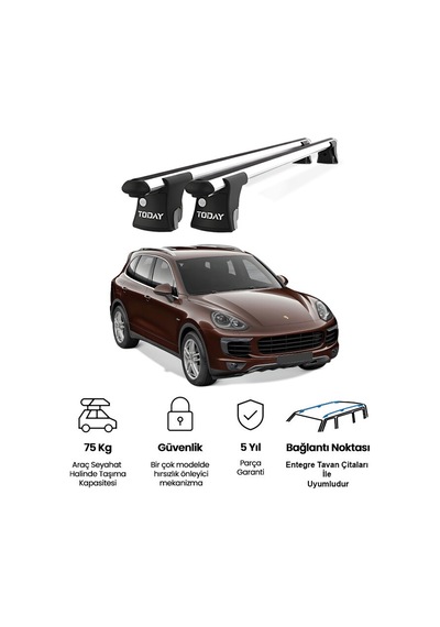 Trio-ı Porsche Cayenne 2014 Ve Sonrası Uyumlu Kilitli Ara Atkı 120cm Port Bagaj Tavan Barı