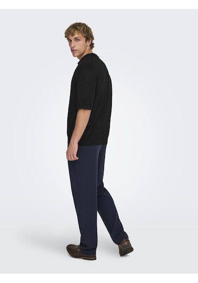 Only & Sons Onswyler Lıfe Rlx 12 Ss Splıt Knıt Noos Erkek Siyah Kazak - 22036158
