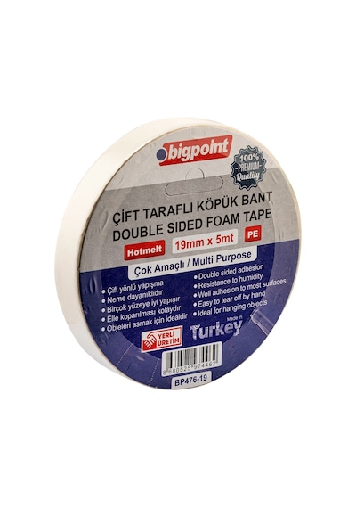 Bigpoint Çift Taraflı Köpük Bant 19mmx5m 6'lı Paket