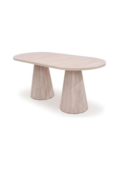 Ligna Traverten Açılır Oval Yemek Masası 90x160+30