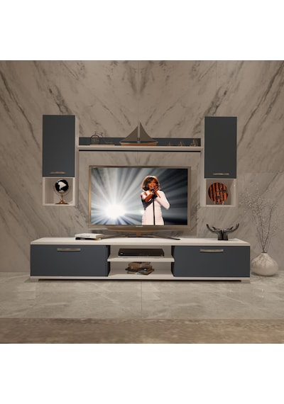 Decoraktiv Eko 5da Mdf Dvd Tv Ünitesi Tv Sehpası Beyaz - Antrasit