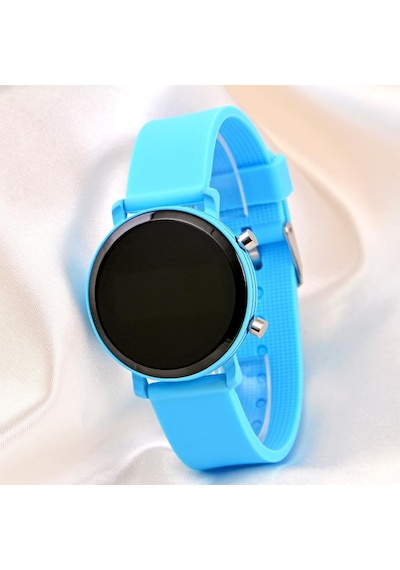 Mavi Silikon Kordonlu Led Watch Genç Kız Kadın Yetişkin Çocuk Saati St-304137