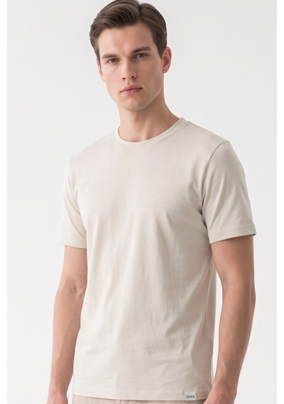 Bej Bisiklet Yaka Kısa Kol Slim Fit Pamuklu Tişört 1011265166 Koyu Bej