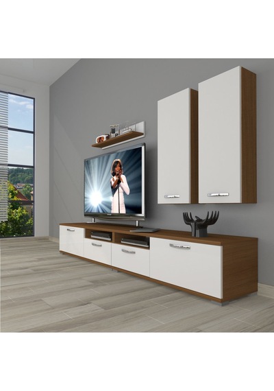 Decoraktiv Eko 5220d Mdf Tv Ünitesi Tv Sehpası - Ceviz Beyaz Ahşap - Beyaz