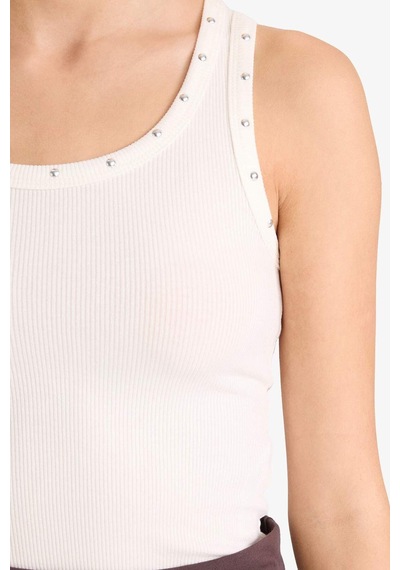 Defacto Coool Fitted Kare Yaka Fitilli Kaşkorse Atlet G1611ax25auwt32 Beyaz