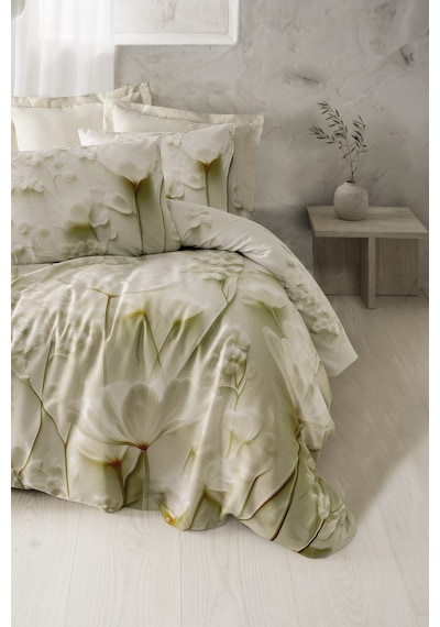 Cotton Box 3d Flower %100 Pamuk Saten - Velin Krem