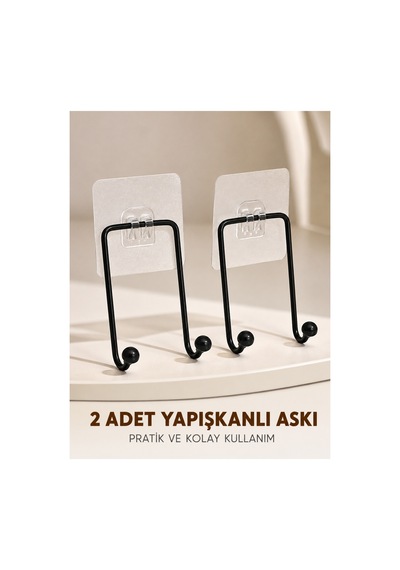 Astraltech İkili Duvar Tipi Yapışkanlı Askılık Pratik Ev Düzenleme Askısı Çok Renkli