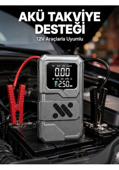 Taşınabilir Araç Akü Takviye Ve Hava Kompresörü Powerbank Özellikli Diğer