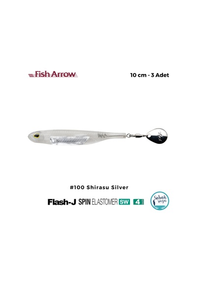 Fish Arrow Flash J Spin Elastomer Sw 10cm 4'' 100 Shirasu Silver Silikon Balık 3 Adet