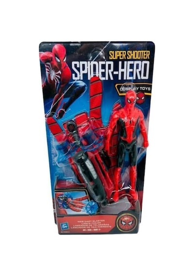 TukaShopping54 Spiderman Örümcek Adam Ağ Fırlatan Ok Atan Vantuzlu Eldiven Işıklı Figür Oyuncak