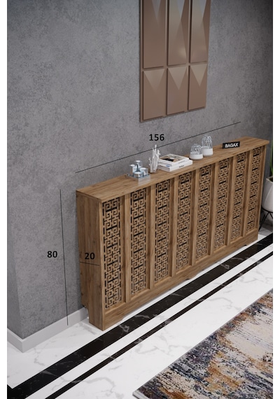 Petek Kaplama Modern Radyatör Kapatma Ünitesi Ön Panel Mdf Tasarım İç Ölçü 156 Cm Dış Ölçü 160 Cm Petek 156 Çam D5