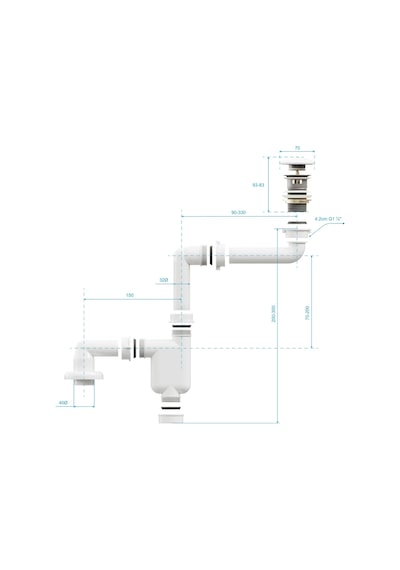 Aqua Bagno Comfort Yer Kazandıran Lavabo Sifonu + Pop-up Sifon, Beyaz Seramik Başlıklı ,taşma Delikli, 1 -1/4 Beyaz