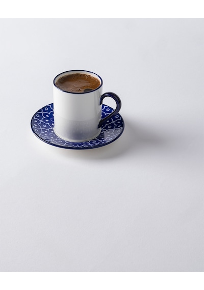 Madame Coco Reve Blue Mais 2 Parça Kahve Fincan Seti - Mavi/beyaz - 90 Ml 8684427302163 Çok Renkli