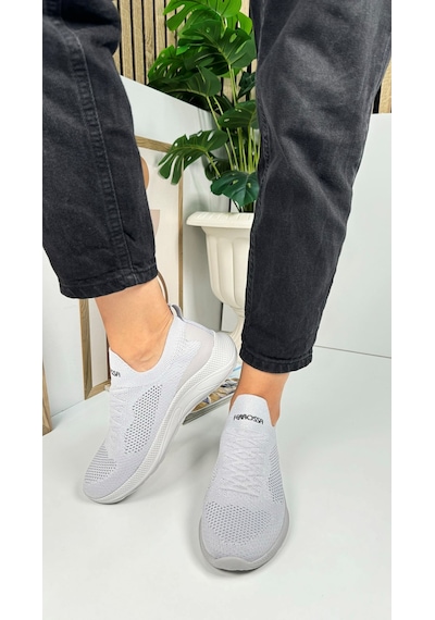 Günlük Unisex Sneaker Slip-on Nefes Alabilen Hafif Yürüyüş Bağcıksız Esnek Spor Ayakkabı 041f Buz