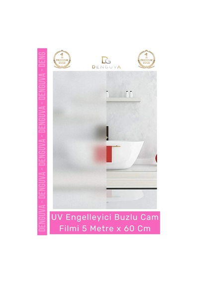 Camfilmi Uv Engelleyici Gizlilik Sağlayan Yapışkanlı Dekoratif Buzlu Cam Filmi 5 Metre X 60 Cm