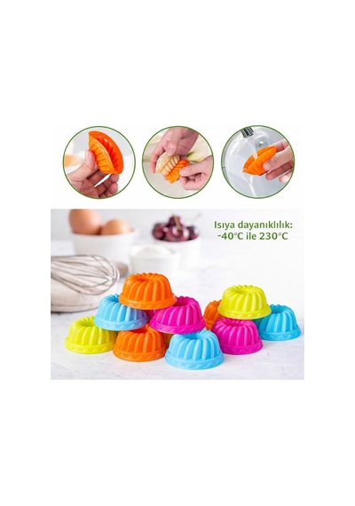 Silikon Mini Kek Kalıbı, Muffin Kalıbı, Tekrar Kullanılabilir, Yapışmaz-12 Adet Çok Renkli - 904904803 Çok Renkli