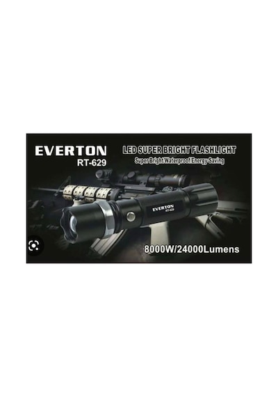 Zeycan Teknoloji Evetron Rt-629 Led Super Brıght Flashlıght Şarjlı El Feneri 800w/2400lumens Siyah