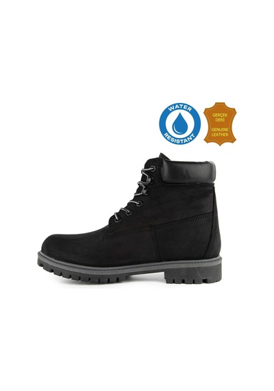 Hush Puppies Helppo 725812 Gerçek Deri, Anatomik, Waterresist Erkek Bot Siyah Siyah