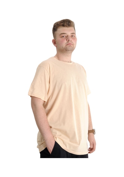 Mode Xl Büyük Beden Erkek Tshirt Bisiklet Yaka Basic 20031 Bej 001